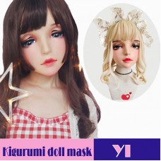 (yI)Crossdress Sweet Girl Resin Half Head Female Kigurumi Mask With BJD Eyes Cosplay Anime Doll Mask (yI)Crossdress Sweet Girl Resin Half Head Female Kigurumi Mask With BJD Eyes Cosplay Anime Doll Mask